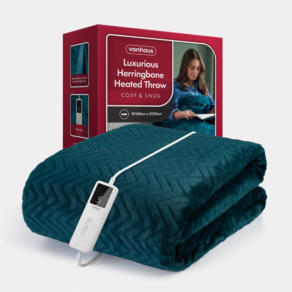 Teal Heated Throw Blanket