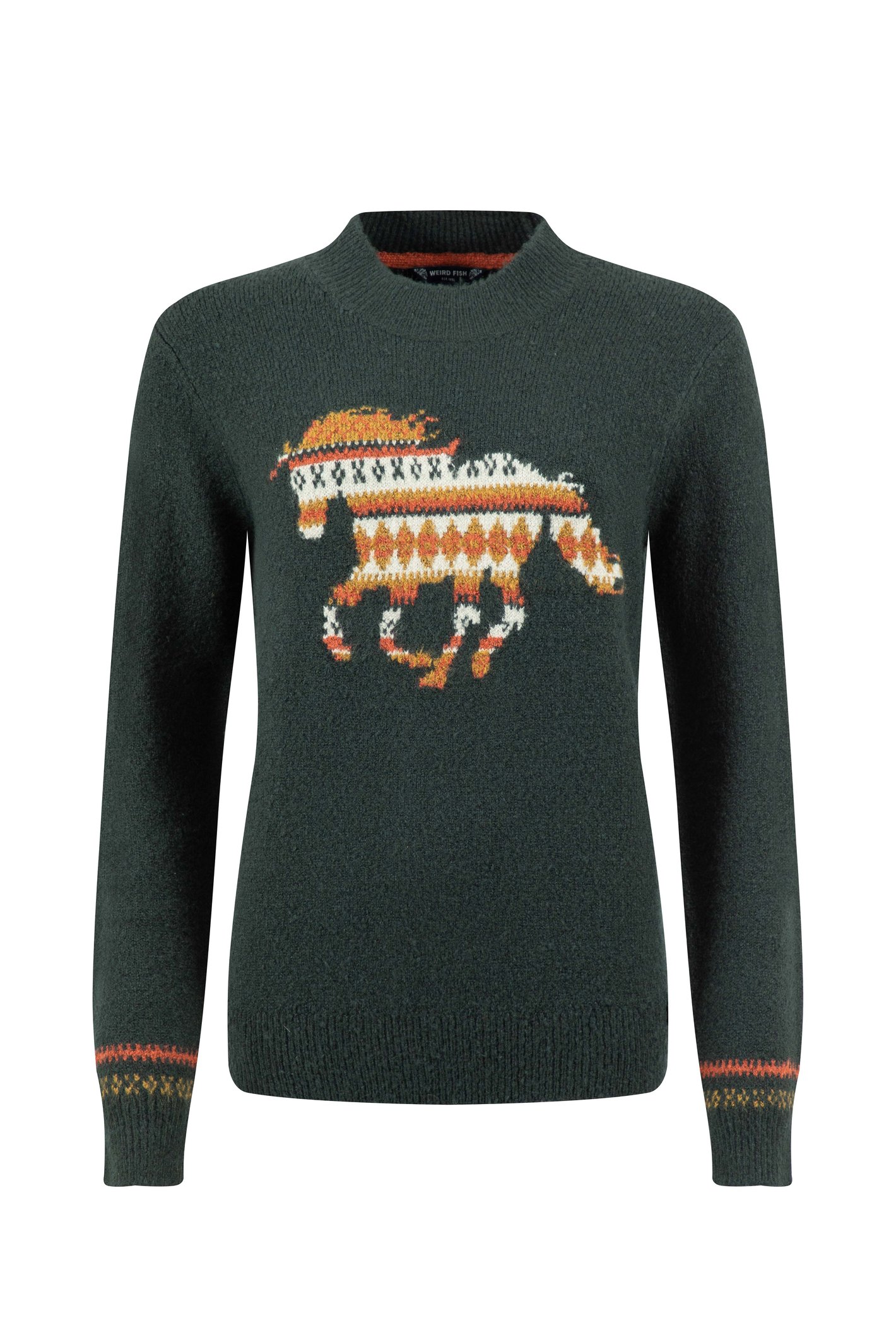 Weird Fish GeeGee Intarsia Knitted Jumper Dark Green Size 10