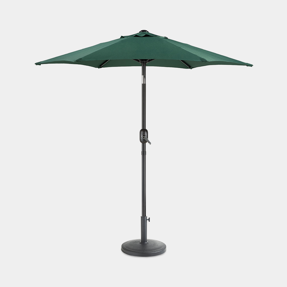 Dark Green 2m Steel Garden Parasol & Base Set (12kg)