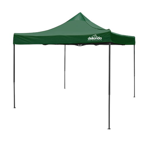 Dellonda Premium 3 x 3m Pop-Up Gazebo, PVC Coated, Water Resistant Fabric, Supplied with Carry Bag, Rope, Stakes & Weight Bags - Dark Green Canopy