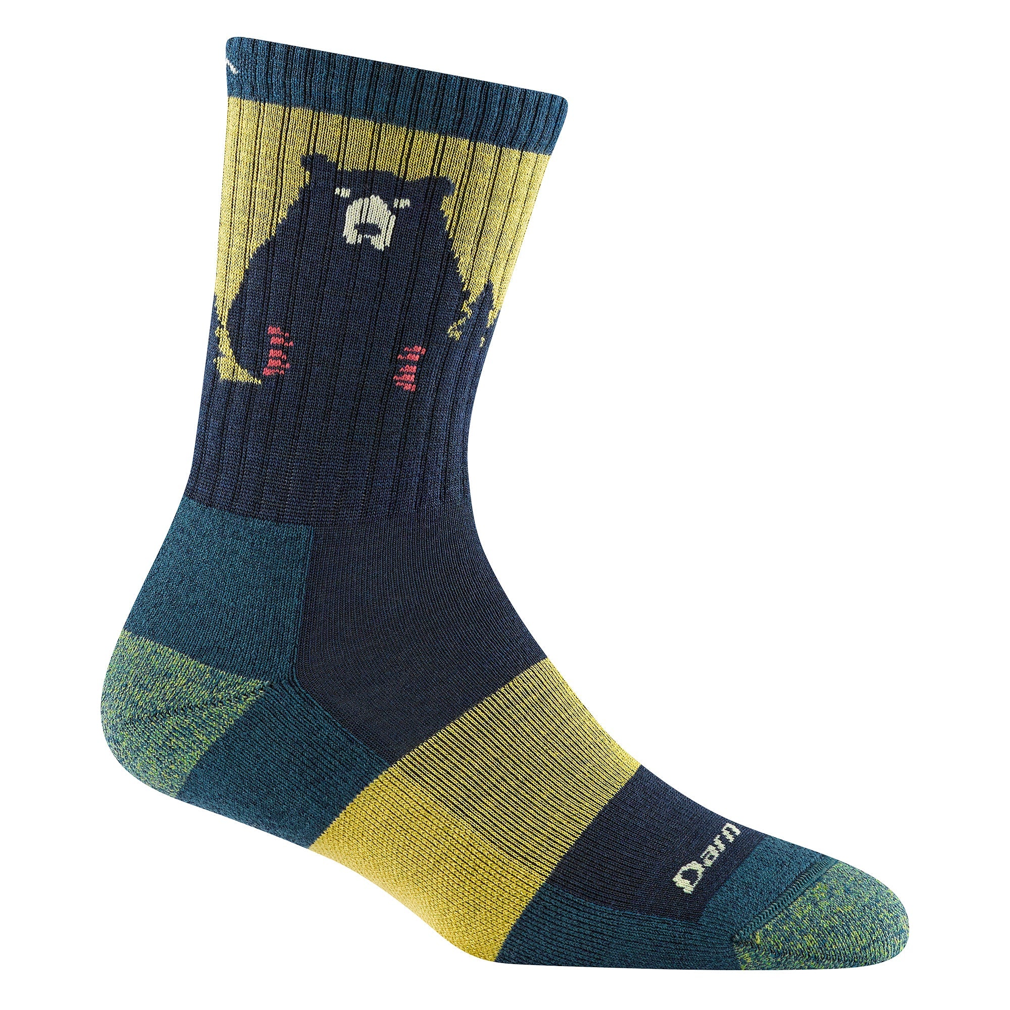Ladies Novelty Bear Patterned Hiking Merino Socks By Sock Snob | Size: M | Colour: Dark Teal