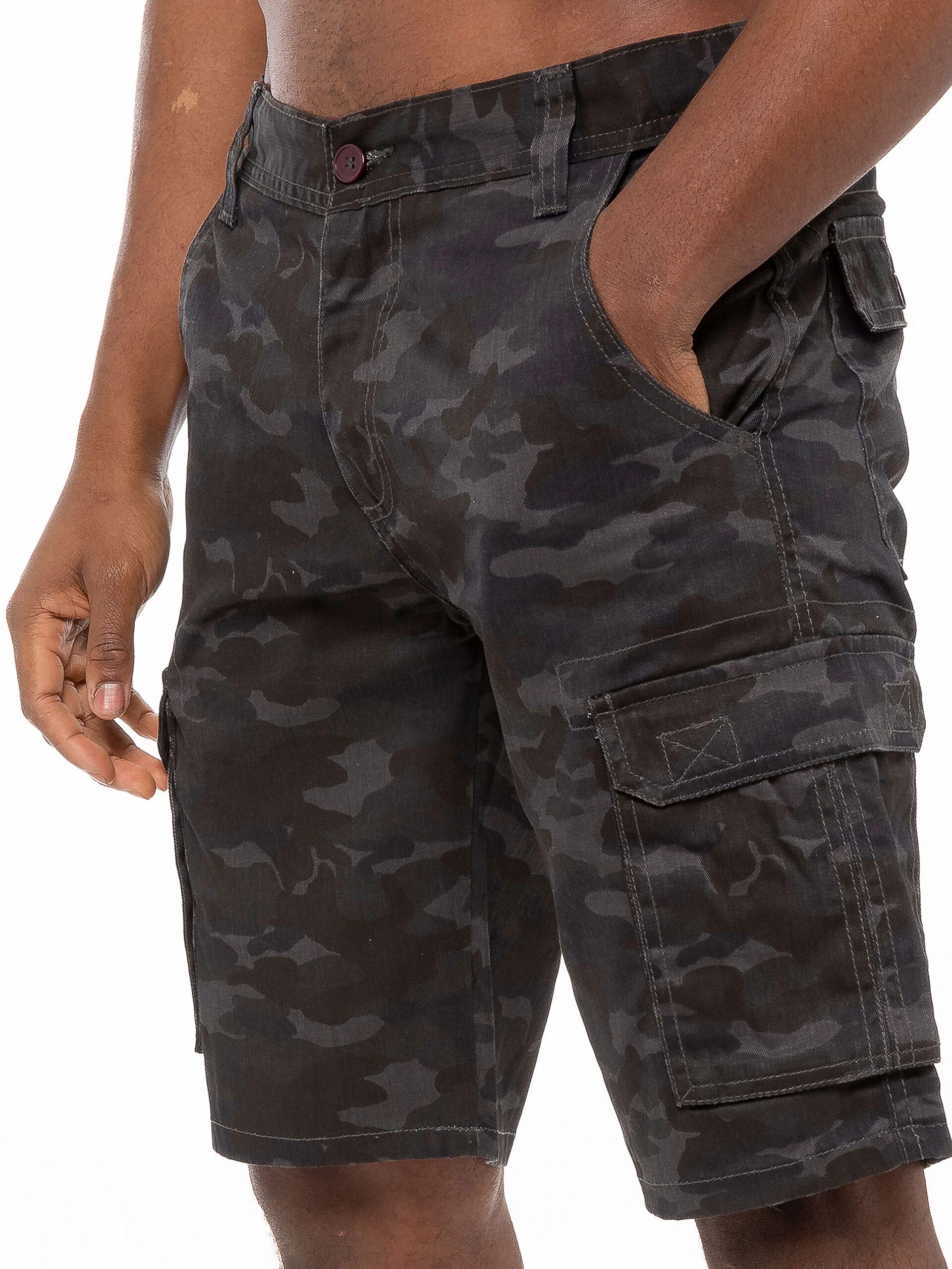Kruze | Mens Cargo Camo Shorts - Dark Green / 30W