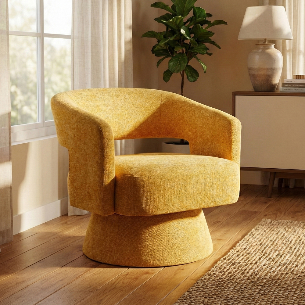 Kynel Fabric Accent Chair in Ochre