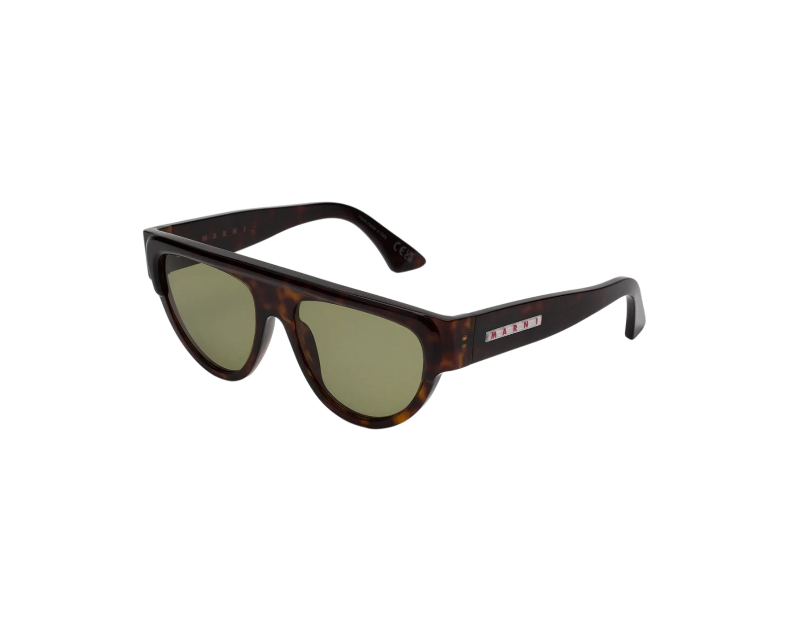 Marni EML Ziruna Dark Havana Unisex Sunglasses Acetate Havana Green Pilot Normal