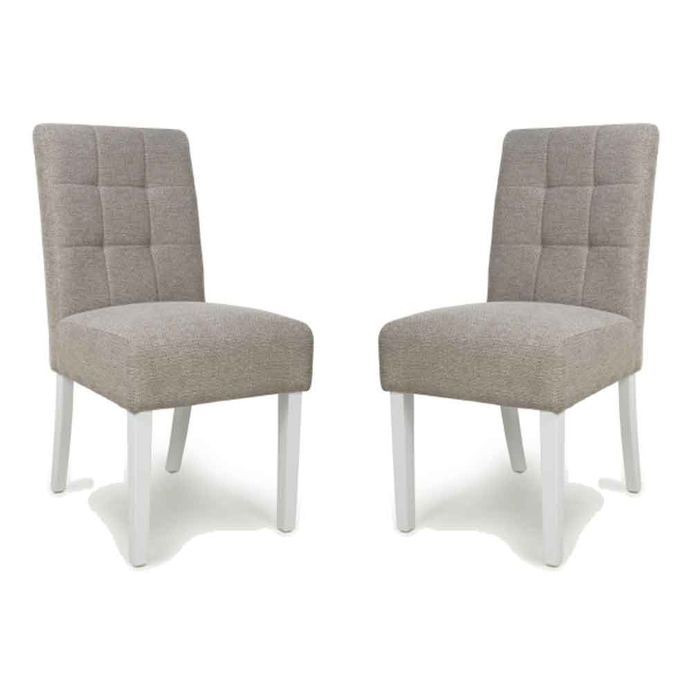 Mendoza Mocha Fabric Dining Chairs With White Leg In Pair