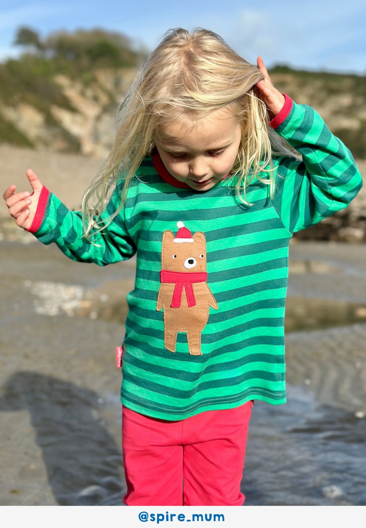 Organic Christmas Bear Applique Long-Sleeved T-Shirt - 6-12m / 80cm