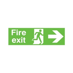 Safety Sign Niteglo Fire Exit Running Man Arrow Right 150x450mm PVC