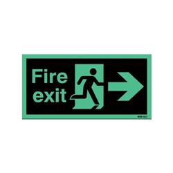 Safety Sign Niteglo Fire Exit Running Man Arrow Right Self-Adhesive