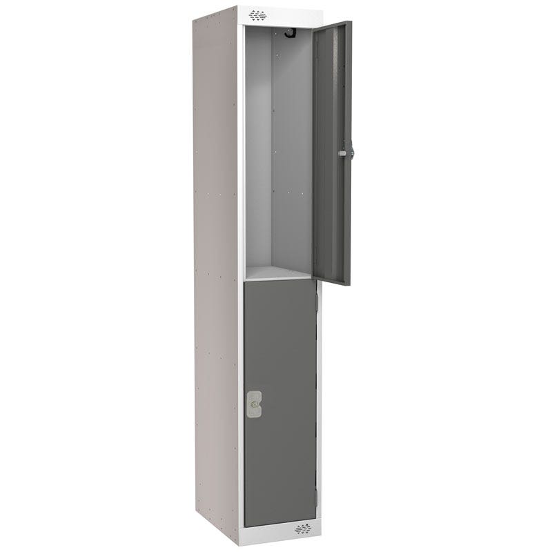 Standard 2 Door Metal Locker 1800 x 300 x 300mm (H x W x D) - Dark Grey Doors