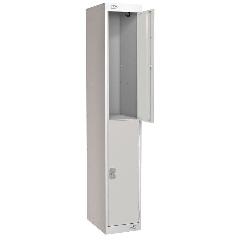 Standard 2 Door Metal Locker 1800 x 300 x 450mm (H x W x D) - Light Grey Doors