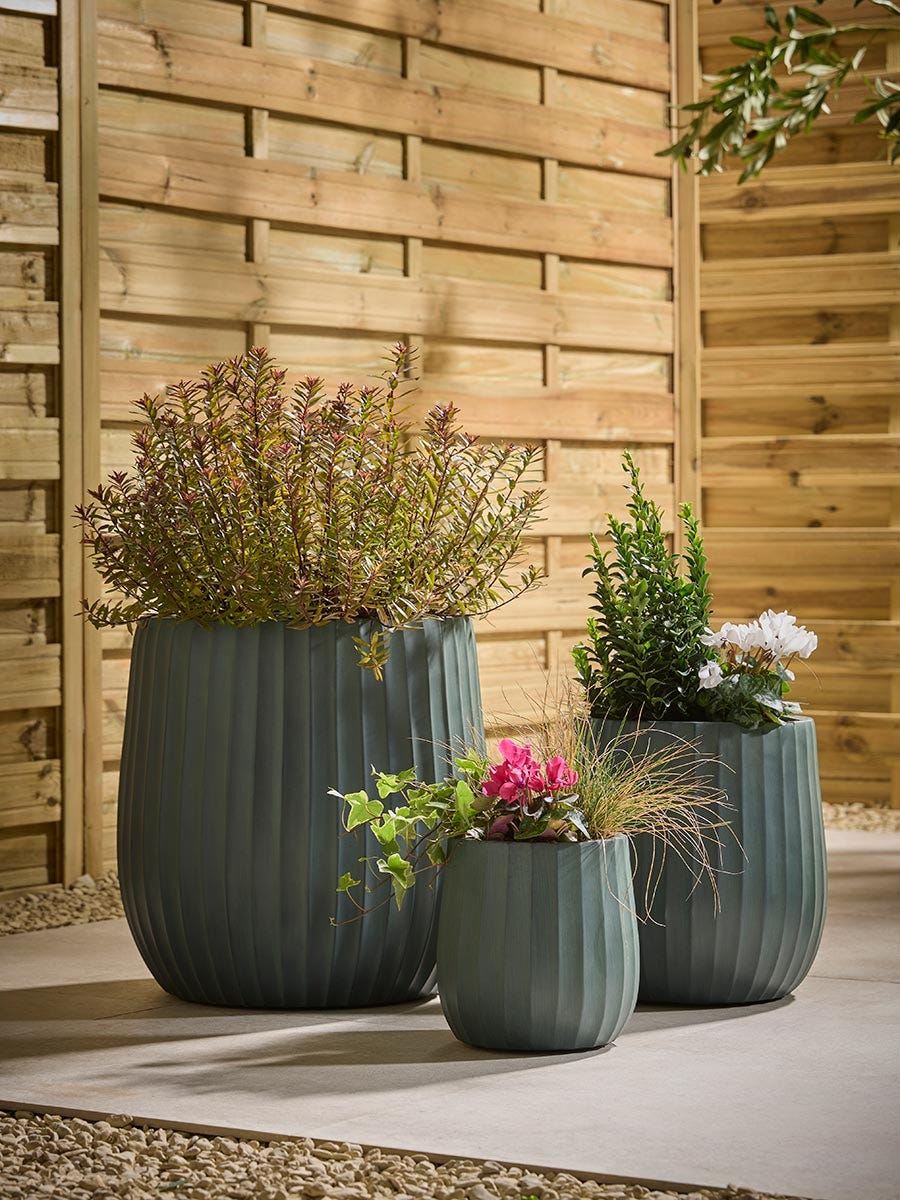 Three Fluted Planters - Dark Verdigris